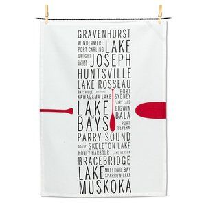 Abbott Collection Muskoka Lakes Tea Towel | Doug Jackson Cottage Map | NWT